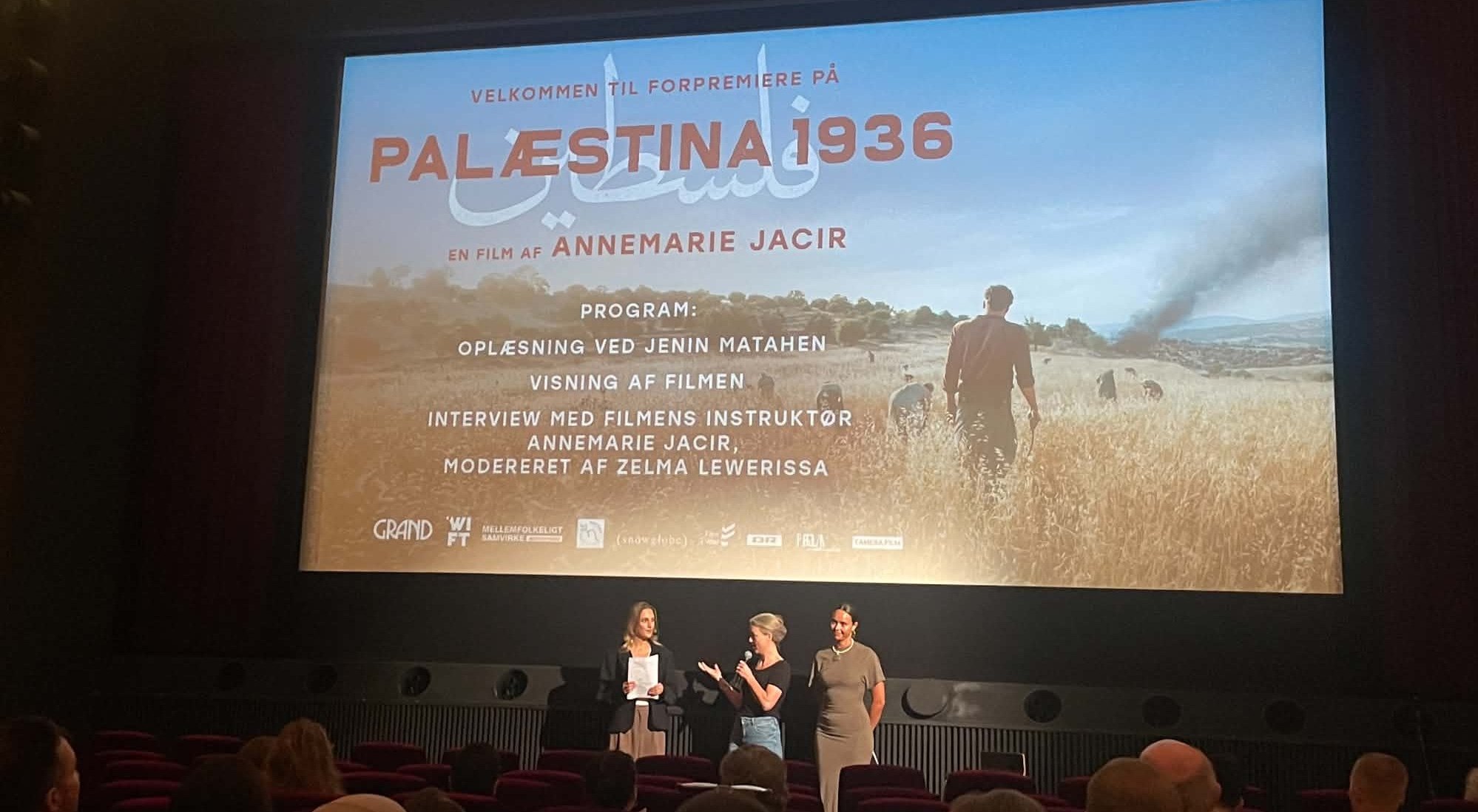 Ditte Maria le-Fevre på scenen ved forpremieren på Palæstina 1936